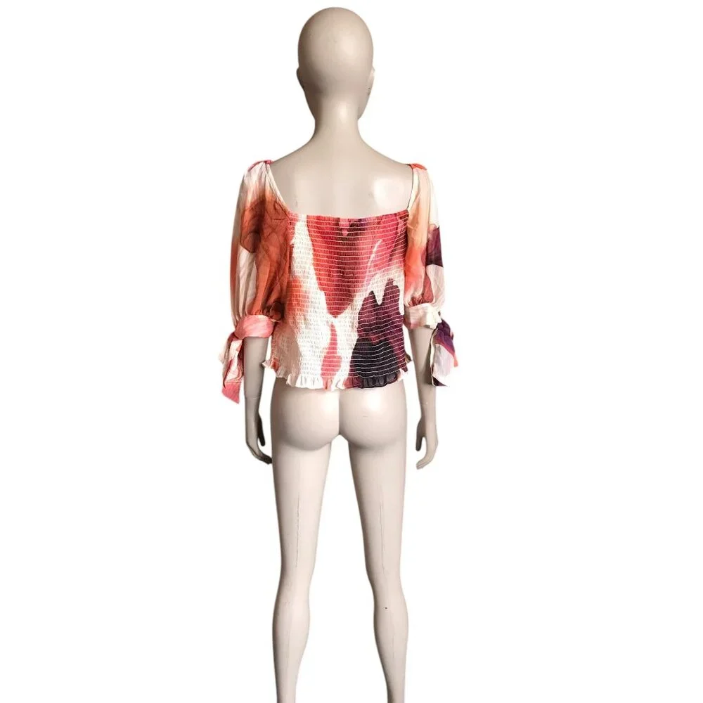 NWT Express Beige, Red and Purple 3/4 Sleeve Top - Picture 4 of 5